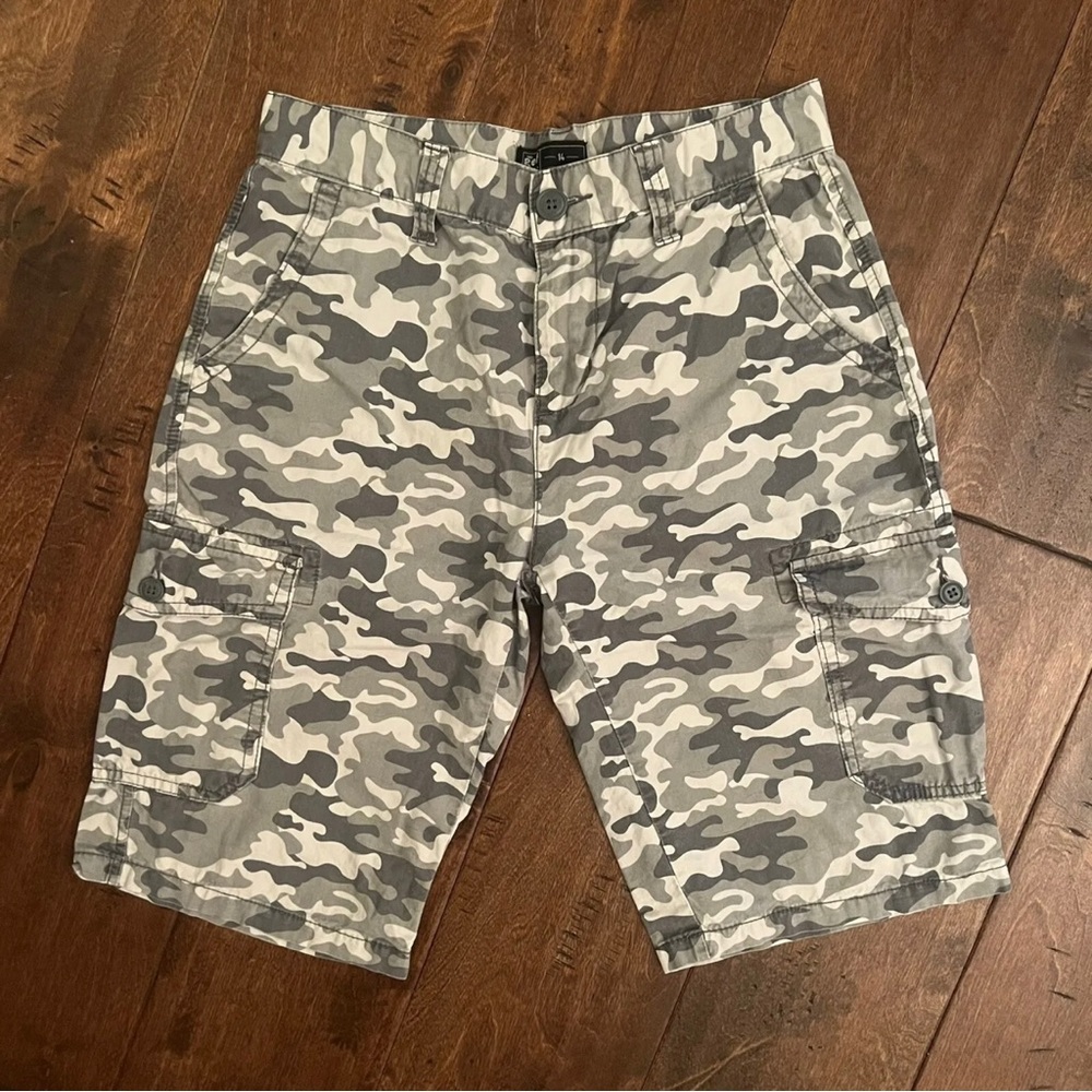gef France • Bermuda Shorts • Camo Military Print 100% Cotton • size Juniors 14